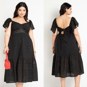 NWT Eloquii Black Eyelit Midi Dress